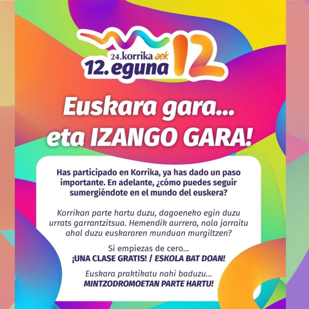 12. eguna/día 12: clases de euskera gratuitas y 'mintzodromos'